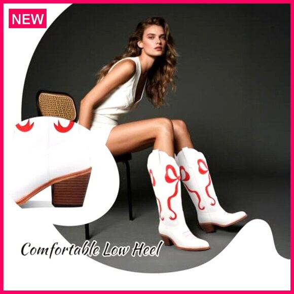 Women's Western Boots Mid Calf Chunky Heel Comfortable Party Wear - Picture 6 of 8